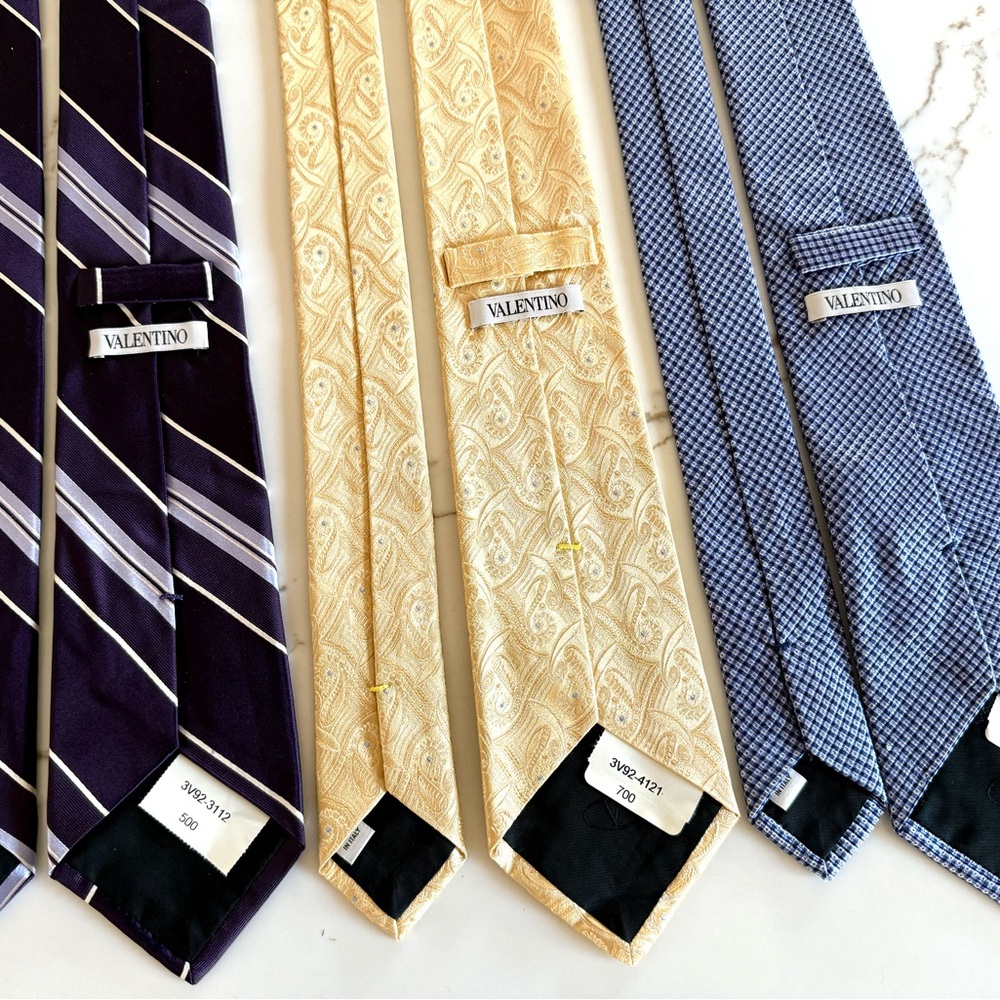 Lot of 3 Valentino NOS Men’s Silk Ties - Mixed Patterns
